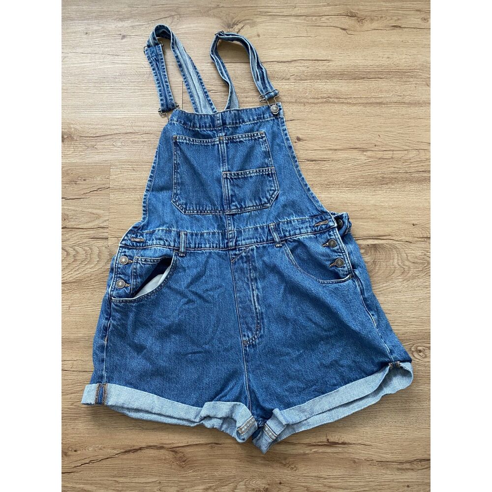 We The Free Free People Ziggy Denim Shortalls Overalls Cuffed Medium Wash XL